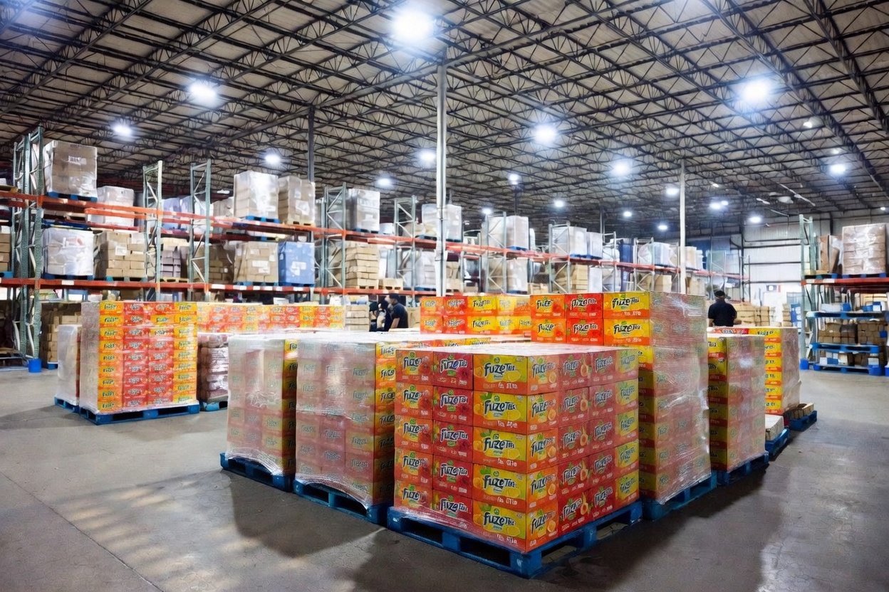 Beverage Distributor United Kingdom 2 Warehouse with pallets of drinks ready for dispatch