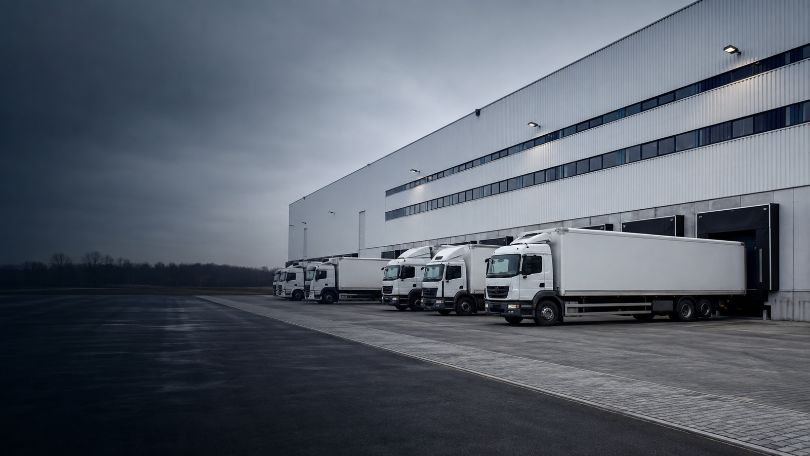 Home 24 German dispatch warehouse for shipments, with logistics trucks