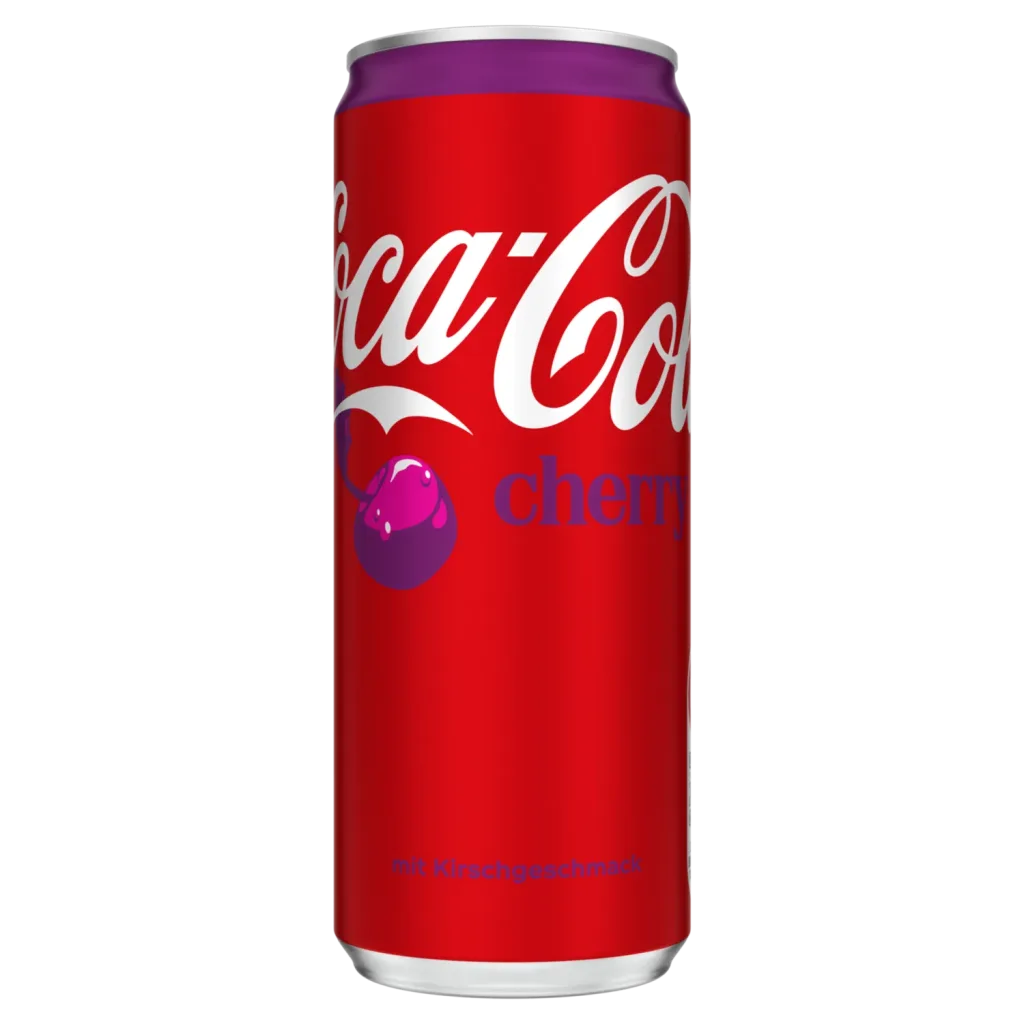 Can of Coca-Cola Cherry pictured so the product can be identified