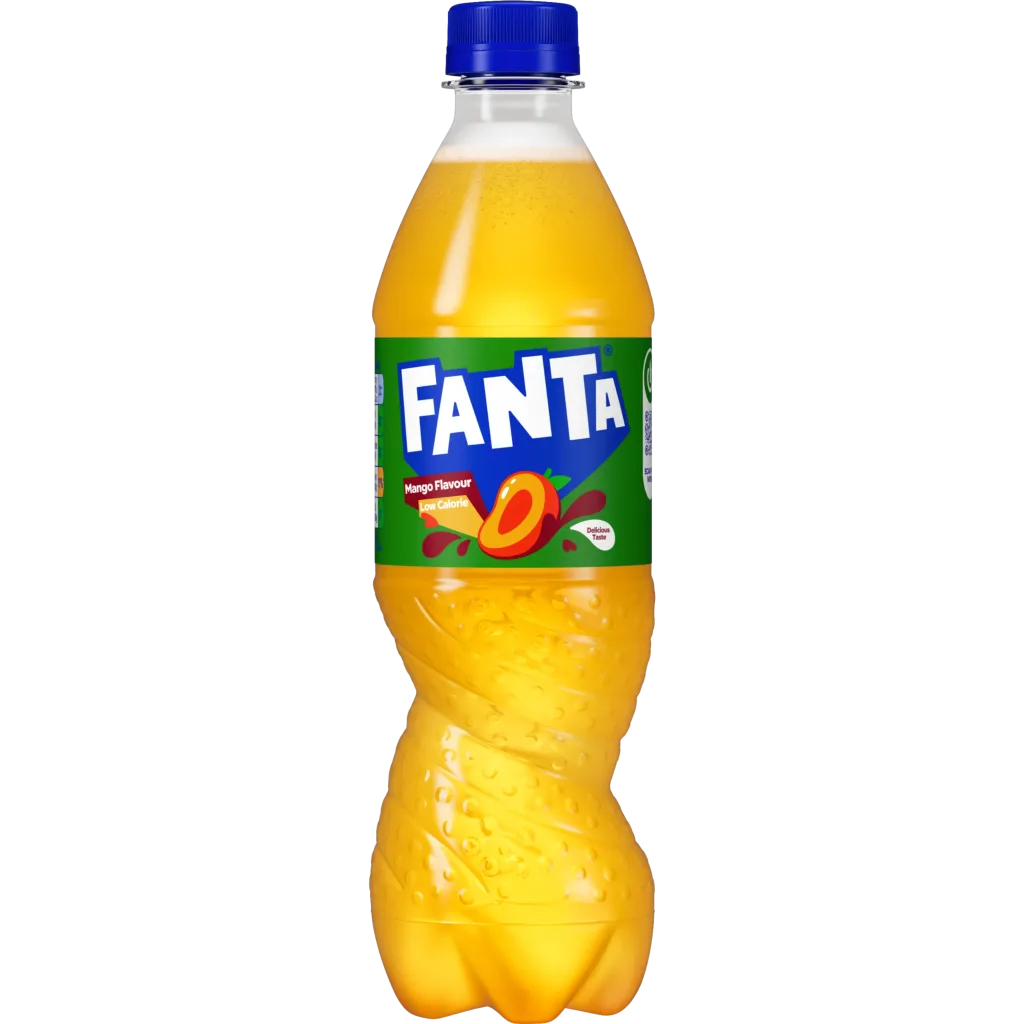 Fanta Mango in a PET bottle, shown to identify the product for European wholesale