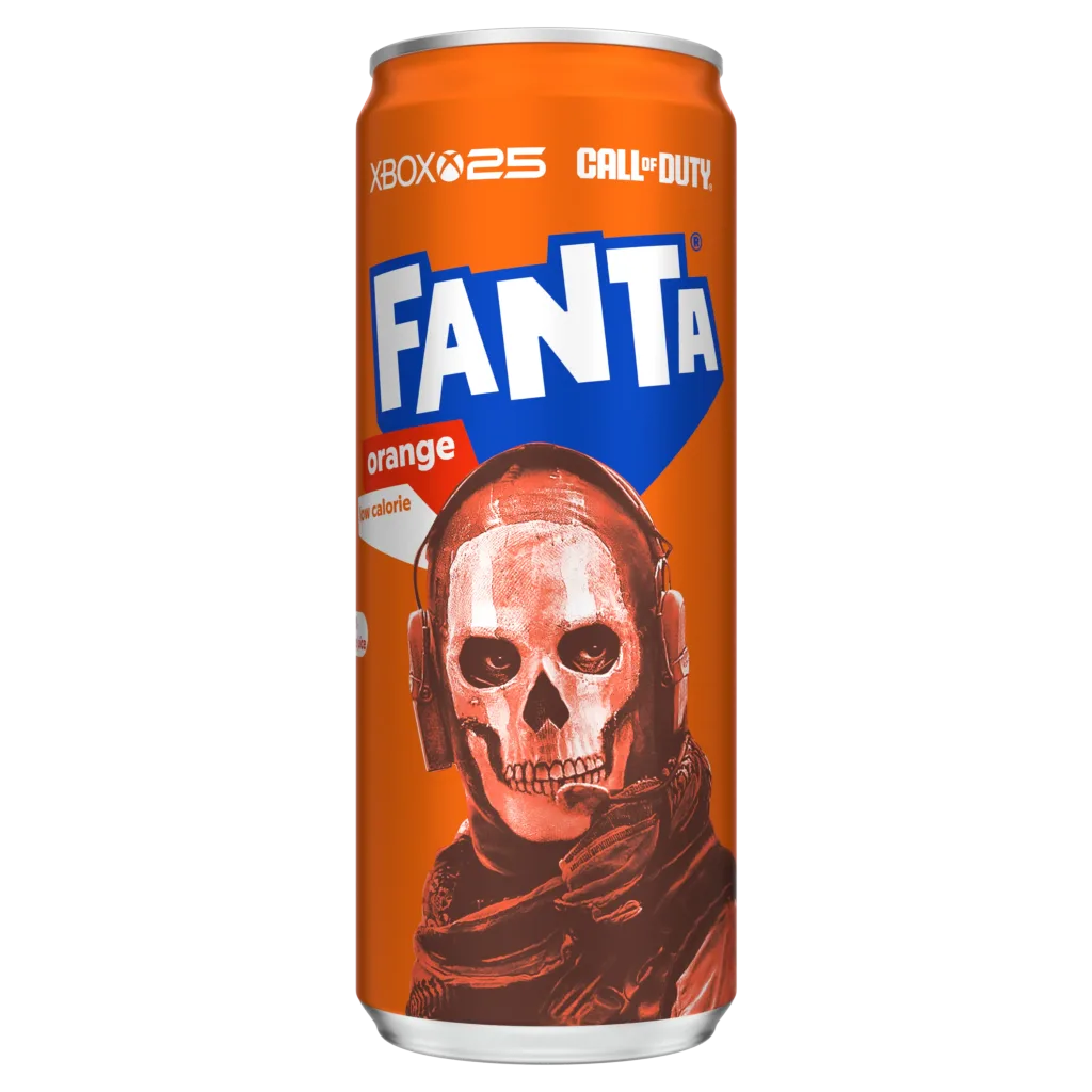 Fanta Orange can, pictured for wholesale enquiries by the case or pallet in Europe