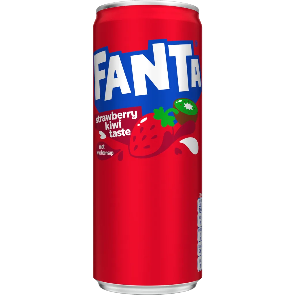 Can of Fanta Strawberry Kiwi, for identification by European wholesale buyers
